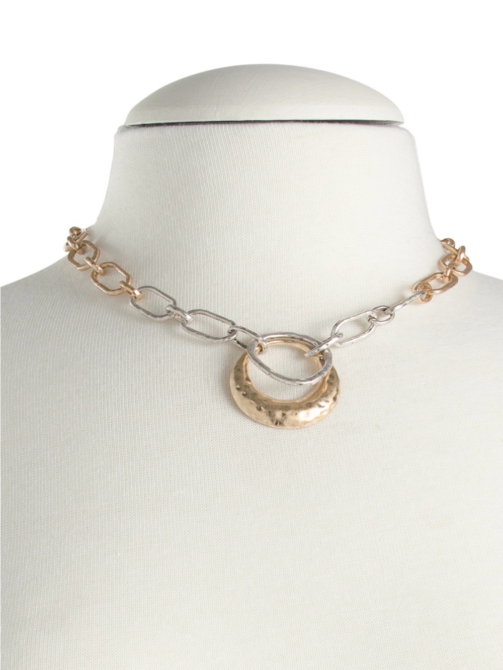 Patricia Nash Two-Tone Hammered Pendant Necklace - Picture 3 of 7